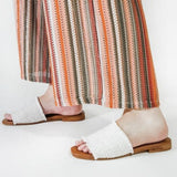 Crete Frayed Upper Slip On Sandal - White