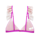 Bralette Shoulder Ruffle - Pink & Cloud Print