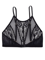 Hibiscus High Neck Lace Bralette - Black