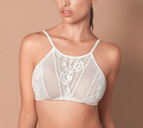 Hibiscus High Neck Lace Bralette - Cream