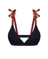 Rose Tulle Bralette - Black & Wine
