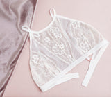 Hibiscus High Neck Lace Bralette - Cream