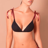 Rose Tulle Bralette - Black & Wine