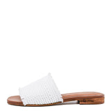Crete Frayed Upper Slip On Sandal - White